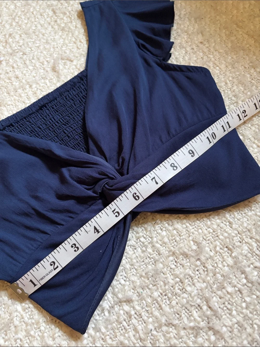 ☀️ SHEIN WOMENS SIZE SMALL NAVY BLUE KNOT FRONT CROP TOP